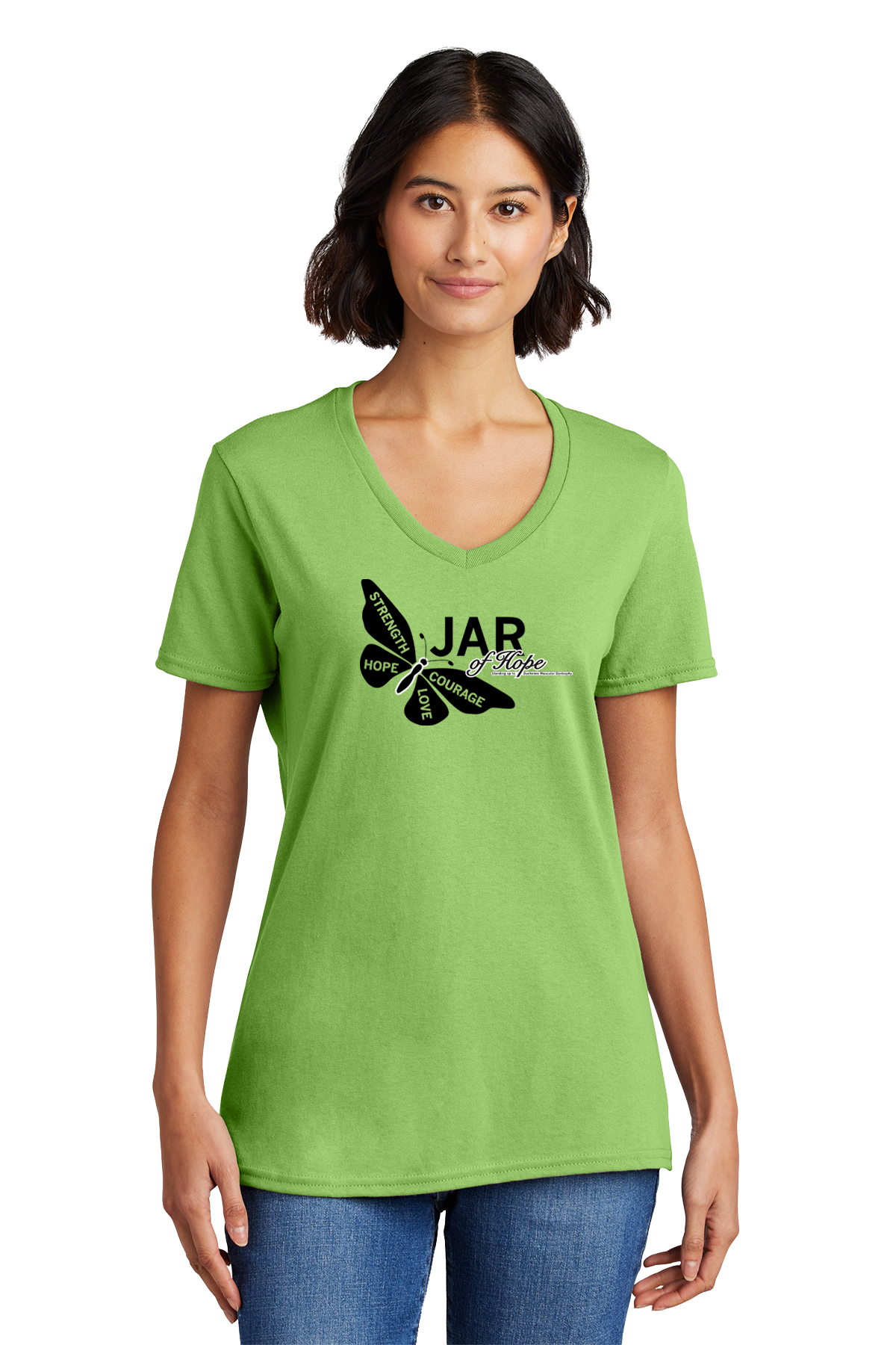 Ladies 100% Cotton V-Neck Tee