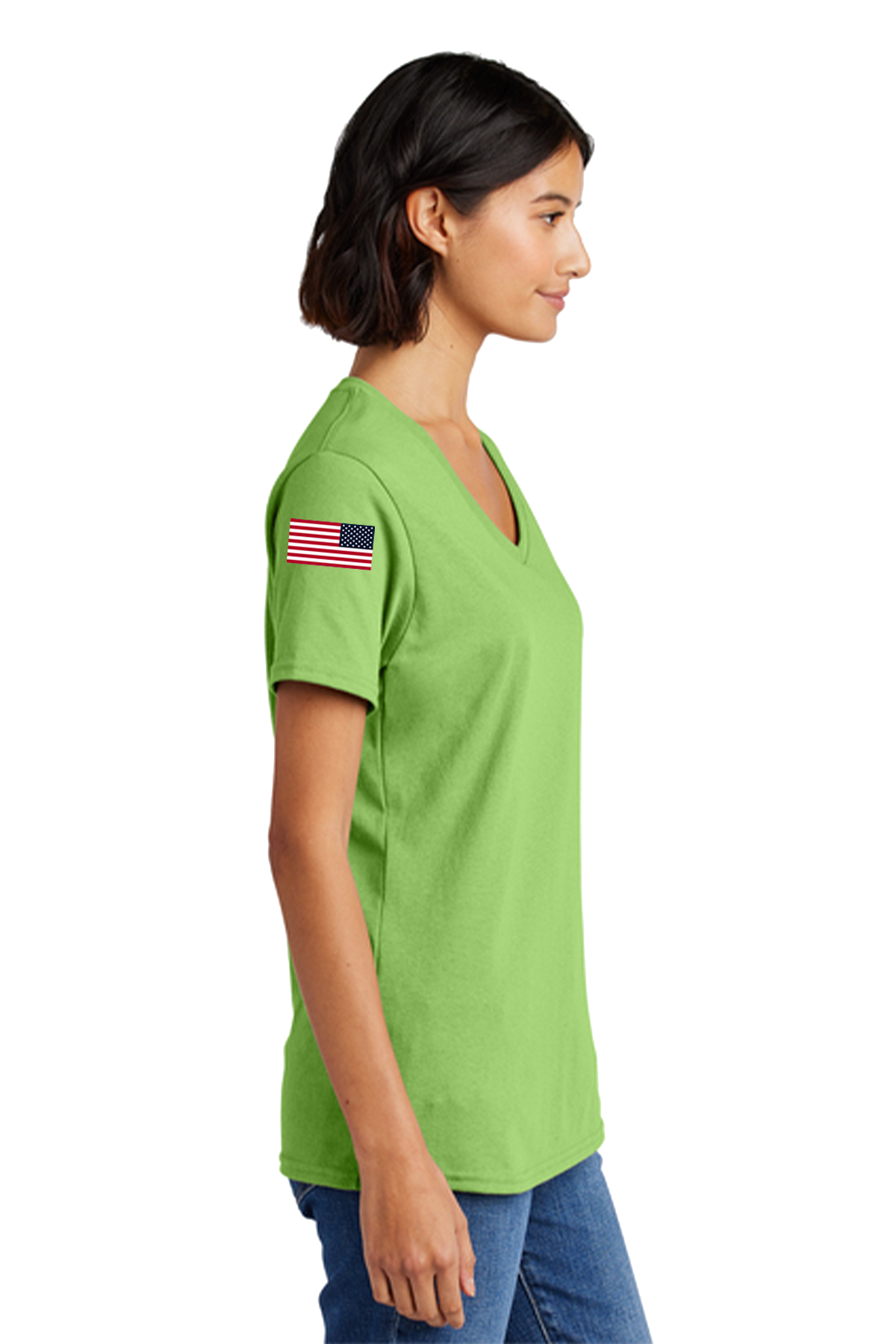 Ladies 100% Cotton V-Neck Tee