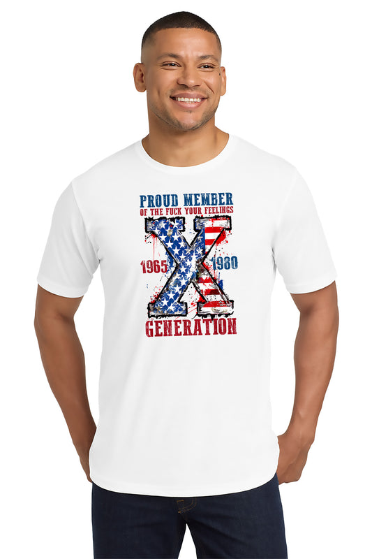 Man wearing a white t-shirt with a graphic design on a white background - Paper Street Print Co, Blairstown, NJ.