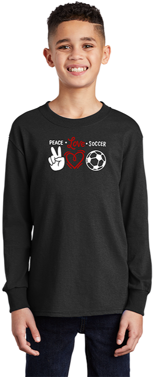 ☮ ♥ ⚽ Peace Love Soccer Long Sleeve Tee - Youth