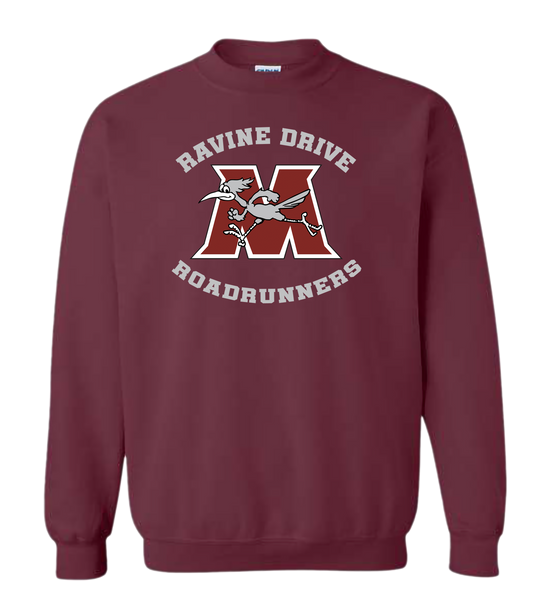 Ravine Drive Roadrunners Adult Crewneck Sweatshirt Maroon