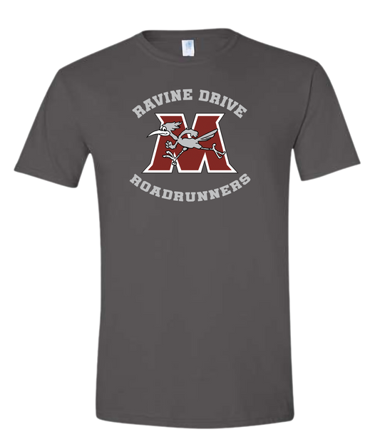 Ravine Drive Roadrunners Adult Tee Shirt Charcoal