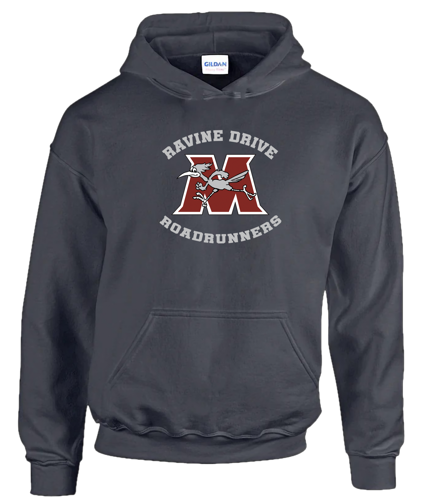 Ravine Drive Roadrunners Youth Hooded Sweatshirt Charcoal Gray