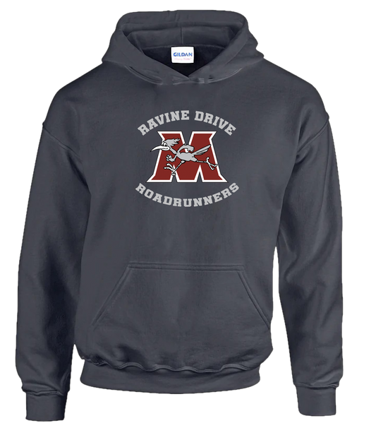 Ravine Drive Roadrunners Youth Hooded Sweatshirt Charcoal Gray