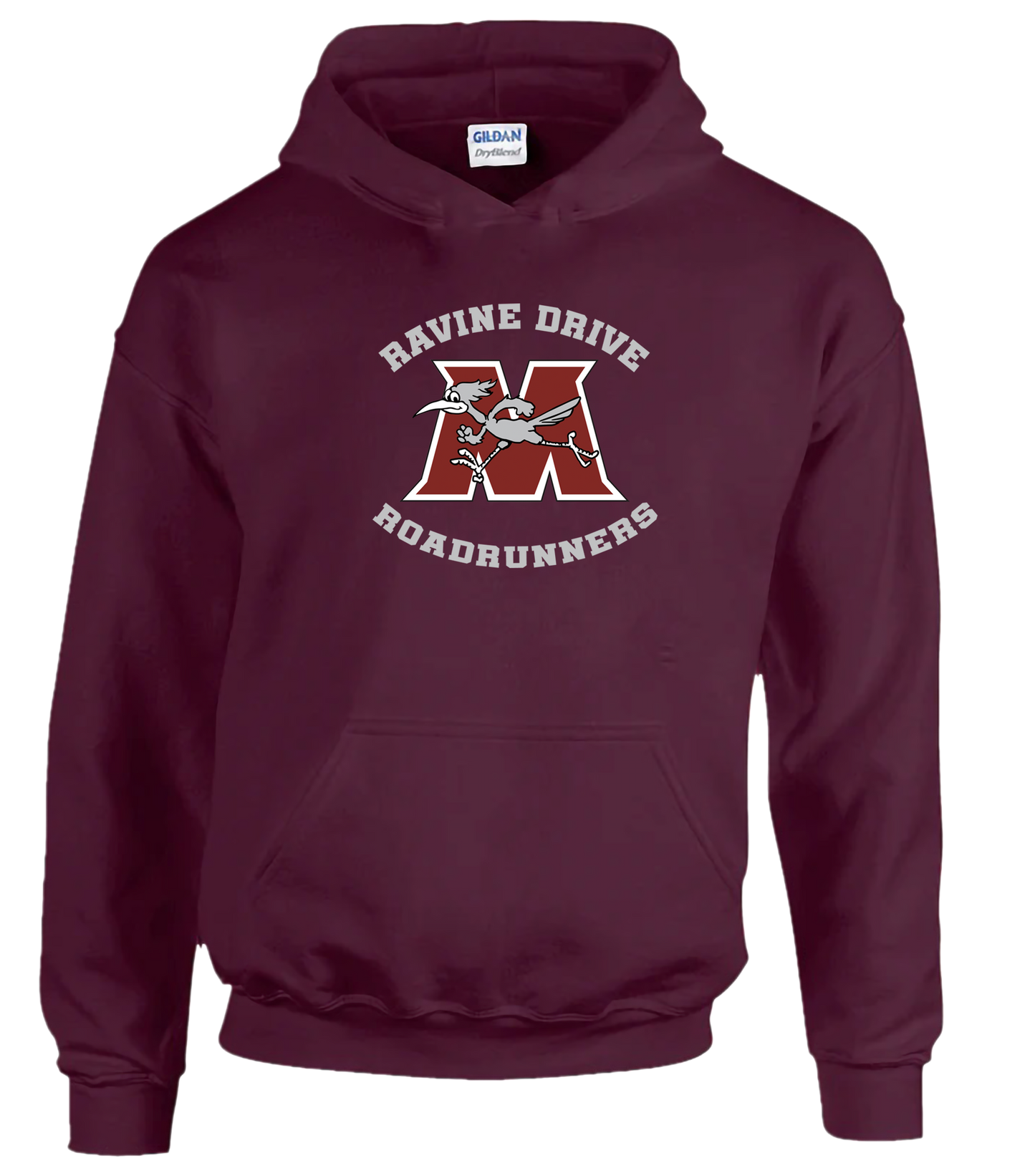 Ravine Drive Roadrunners Youth Hooded Sweatshirt Maroon