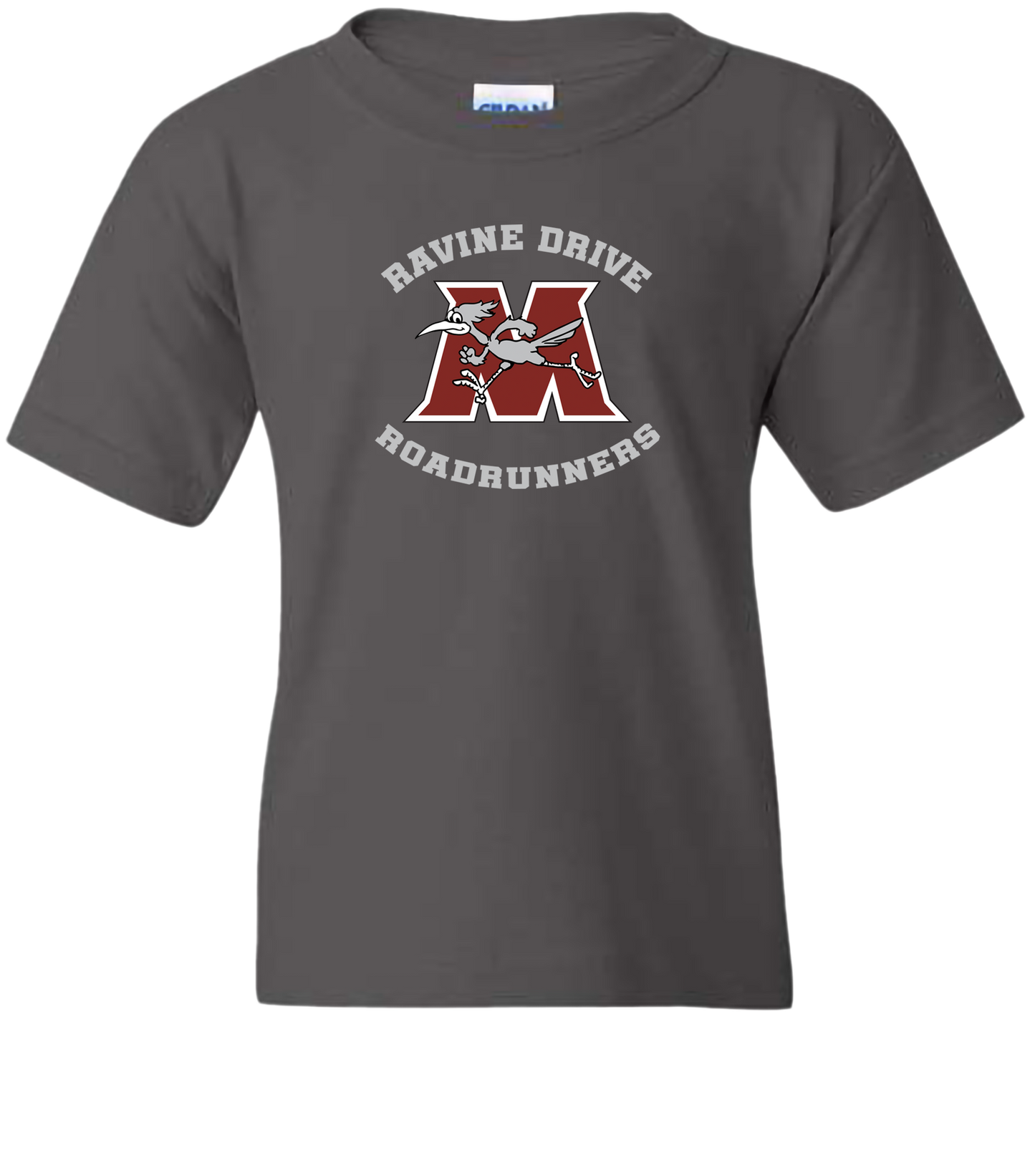 Ravine Drive Roadrunners Youth Tee Shirt Charcoal Gray