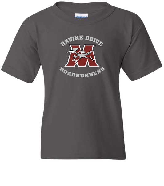 Ravine Drive Roadrunners Youth Tee Shirt Charcoal Gray
