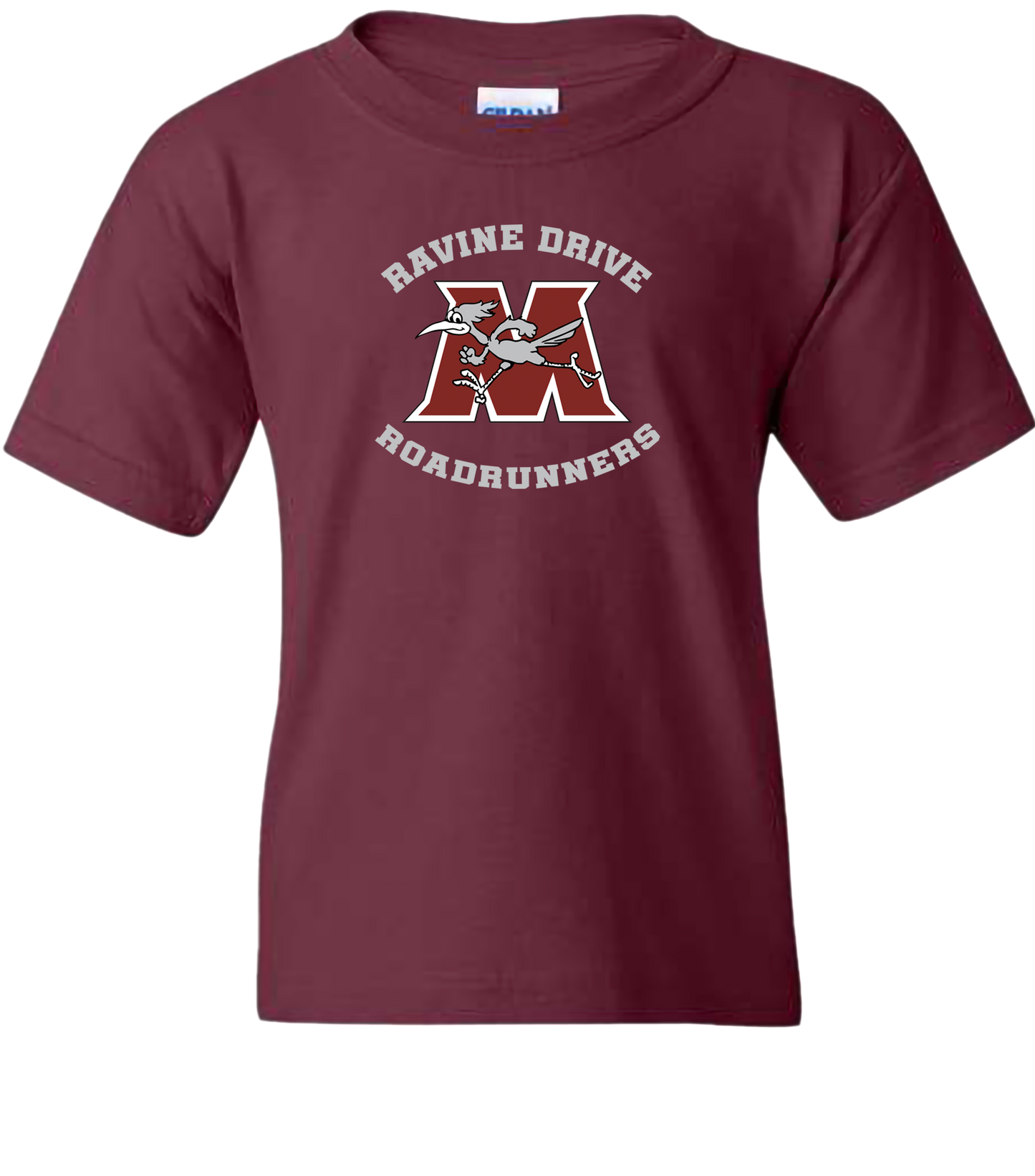 Ravine Drive Roadrunners Youth Tee Shirt Maroon
