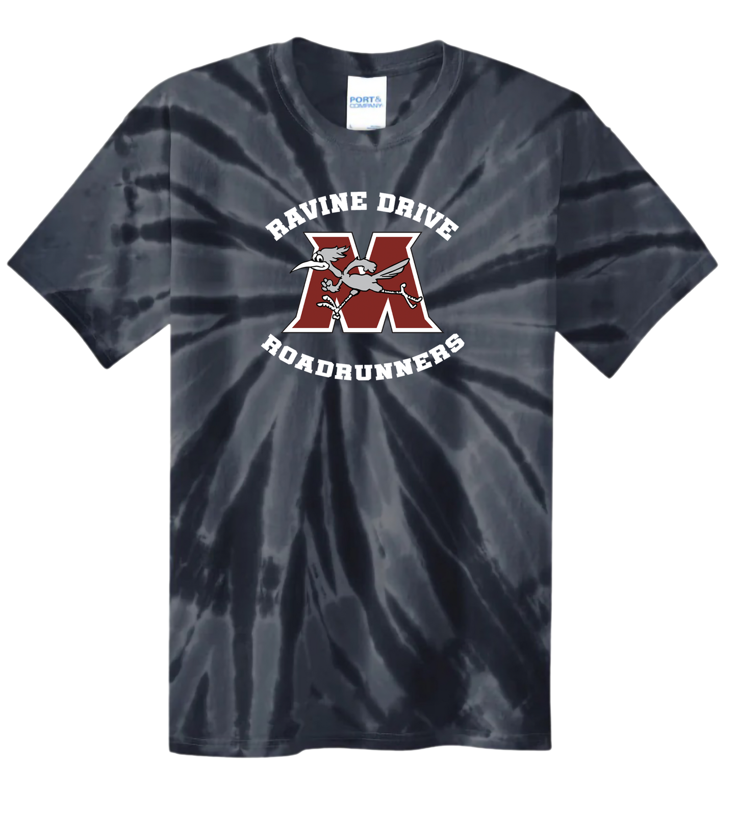 Ravine Drive Roadrunners Black Tie-Dye Tee Shirt