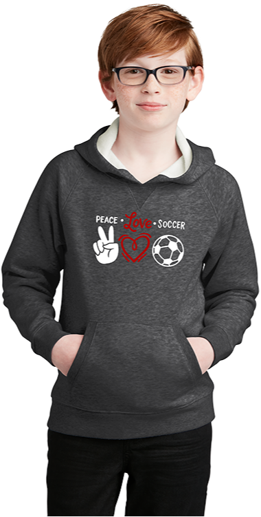 ☮ ♥ ⚽ Peace Love Soccer Fleece Pullover Hoodie - Youth
