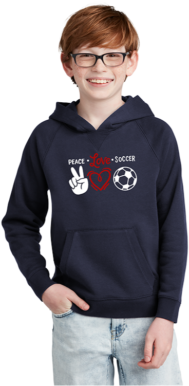 ☮ ♥ ⚽ Peace Love Soccer Fleece Pullover Hoodie - Youth