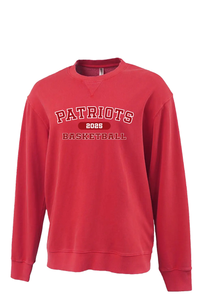 Red sweatshirt with 'Patriots Basketball 2023' text on a white background. Paper Street Print Co, Blairstown, NJ.