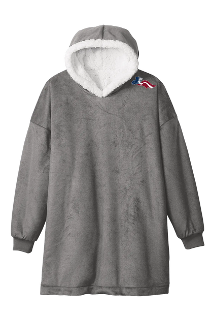 Gray hoodie with white lining on a white background. Paper Street Print Co, Blairstown, NJ.