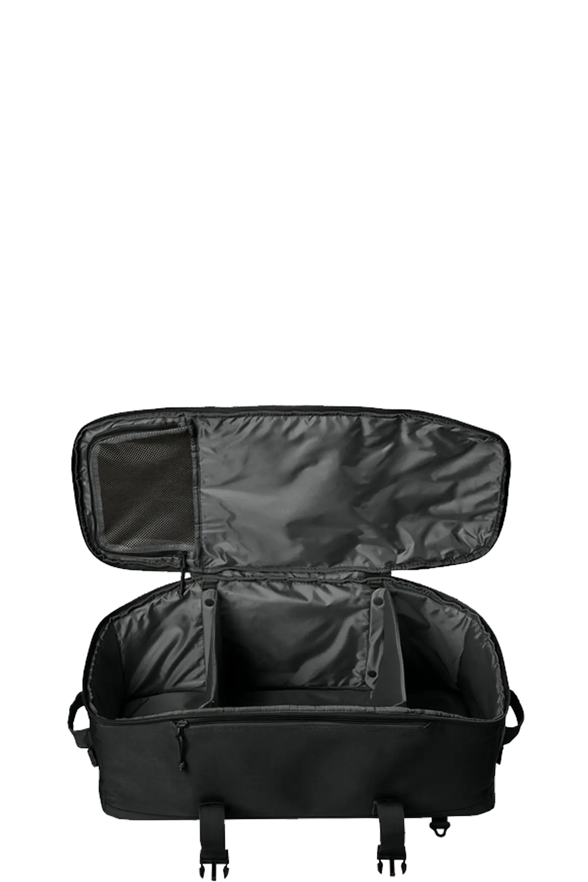 Black open suitcase on a white background. BRT Towing & Recovery, Paper Street Print Co, Blairstown, NJ.