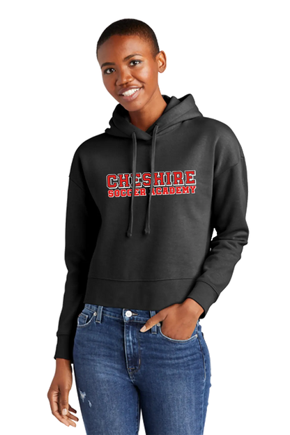 Person wearing a black hoodie with 'Cheshire Country Academy' text on a white background. Paper Street Print Co, Blairstown, NJ.