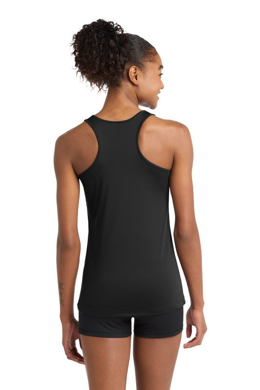 Person wearing a navy tank top and black shorts on a white background. BRT Towing and Recovery, Paper Street Print Co, Blairstown, NJ.