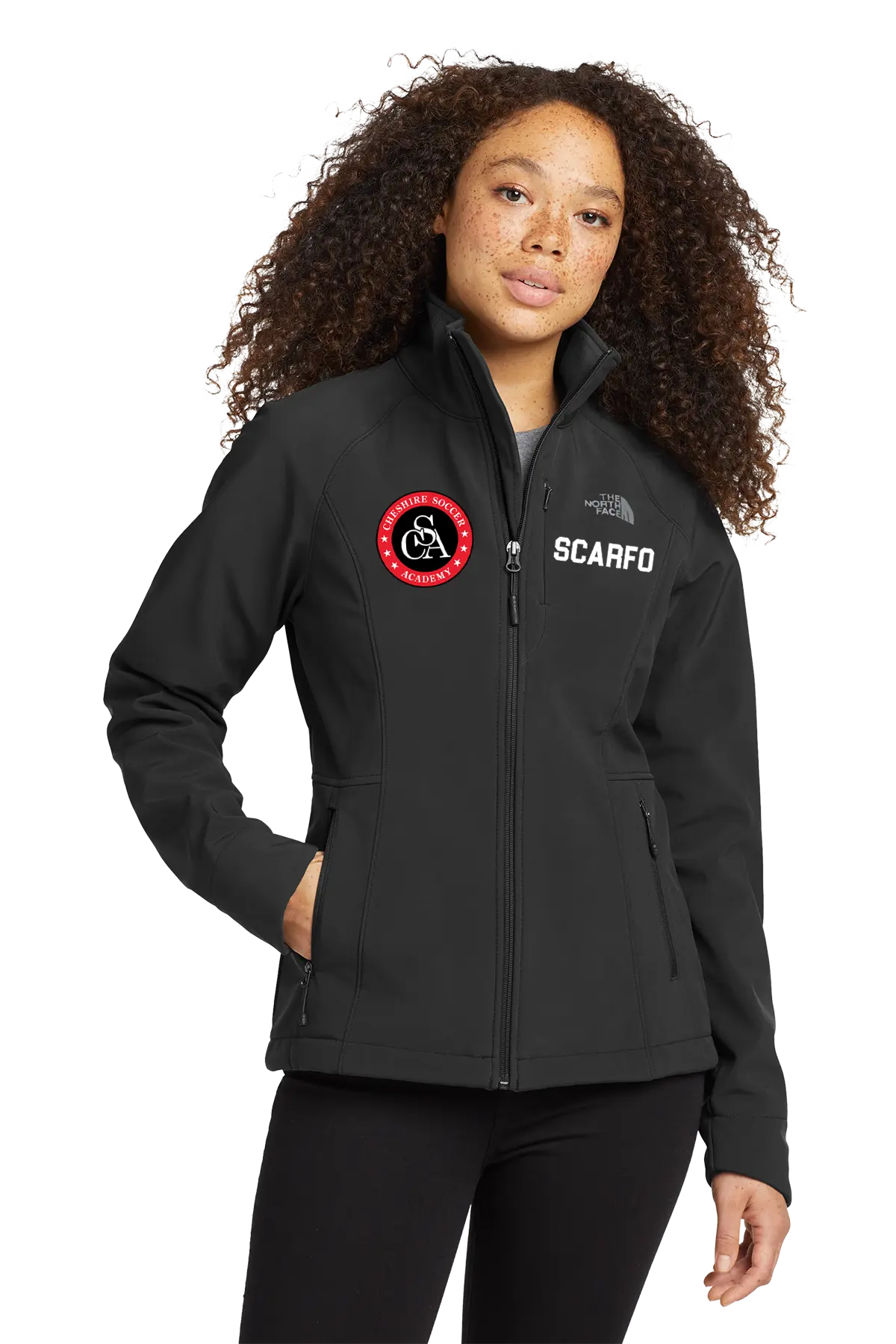 Person wearing a black jacket with a logo and text on a white background. Paper Street Print Co, Blairstown, NJ.