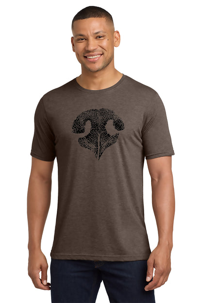 Man wearing a brown t-shirt with a black graphic design on a white background - Paper Street Print Co, Blairstown, NJ