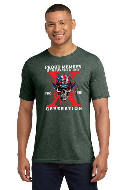 Man wearing a green t-shirt with graphic design and text - Paper Street Print Co, Blairstown, NJ.