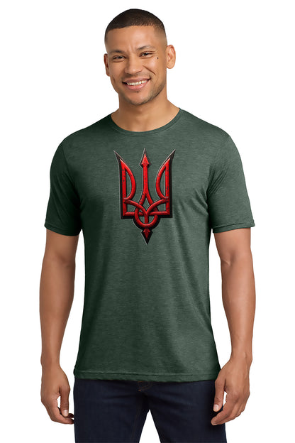Man wearing a green t-shirt with a red and black emblem on a white background- Paper Street Print Co, Blairstown, NJ