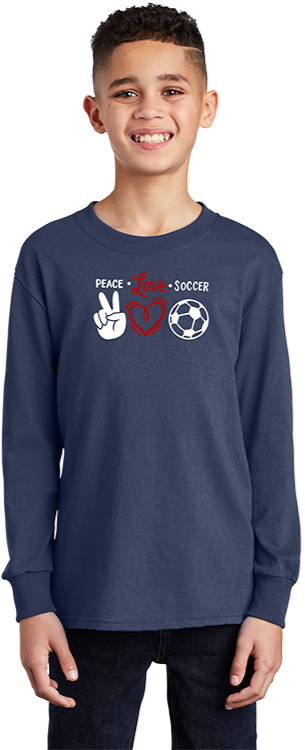 ☮ ♥ ⚽ Peace Love Soccer Long Sleeve Tee - Youth