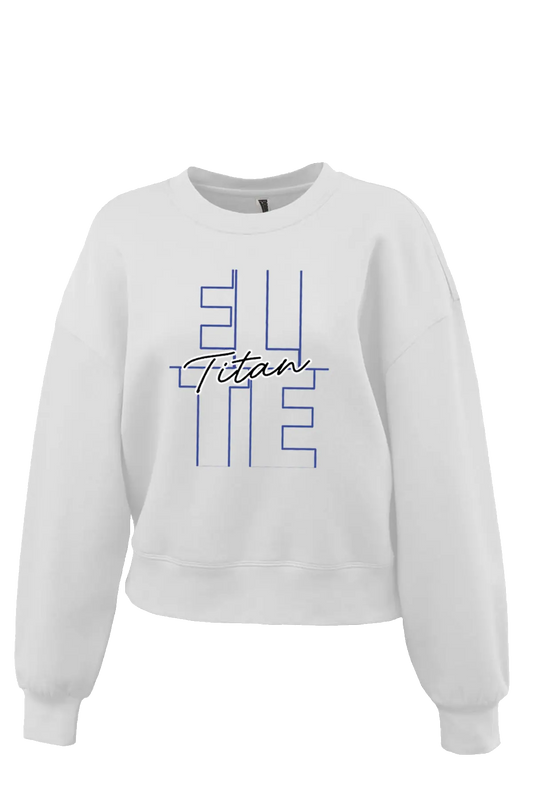 White sweatshirt with blue and black text on a white background. Paper Street Print Co, Blairstown, NJ.