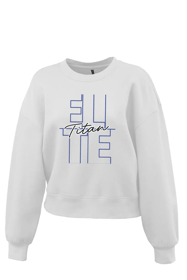 White sweatshirt with blue and black text on a white background. Paper Street Print Co, Blairstown, NJ.