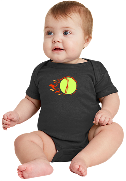 Flaming Softball Rabbit Skins Onesie - 100% Cotton