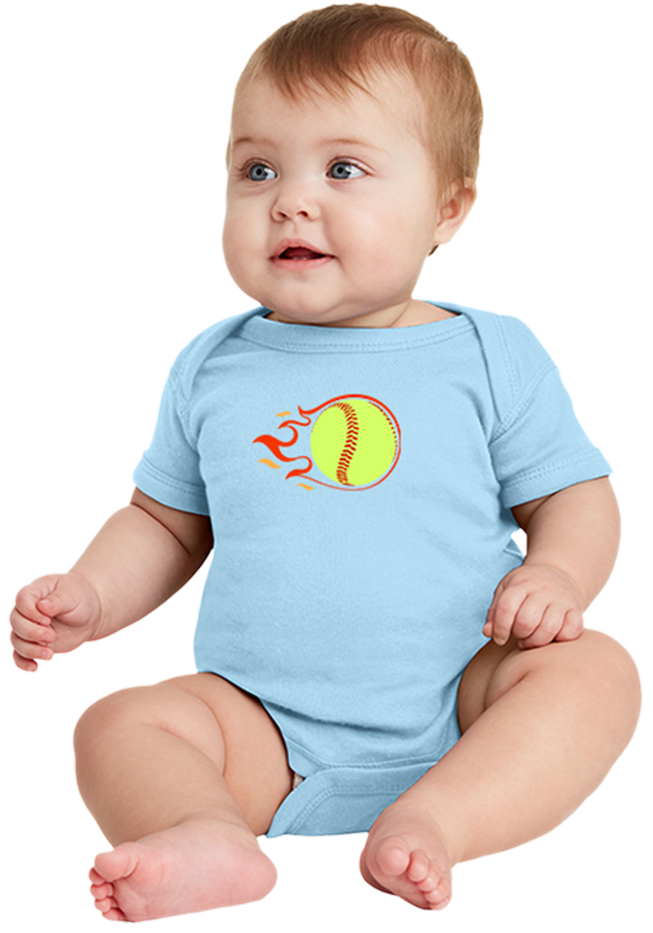 Flaming Softball Rabbit Skins Onesie - 100% Cotton