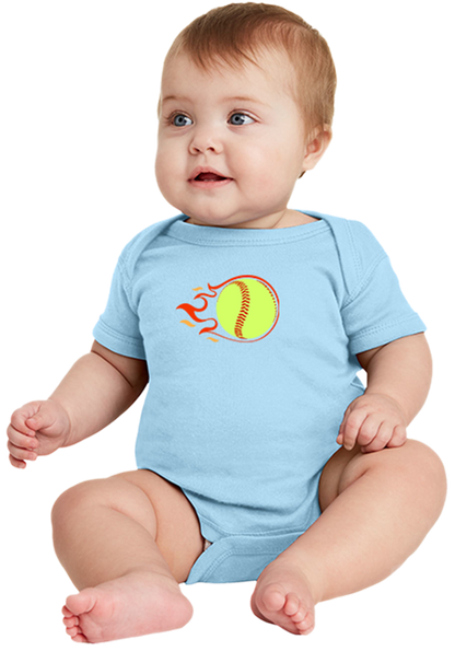 Flaming Softball Rabbit Skins Onesie - 100% Cotton