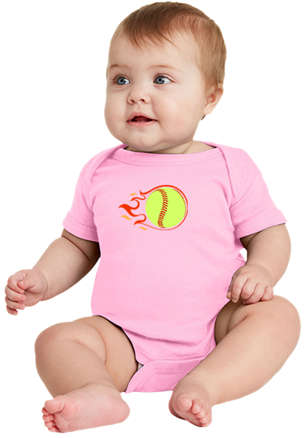 Flaming Softball Rabbit Skins Onesie - 100% Cotton