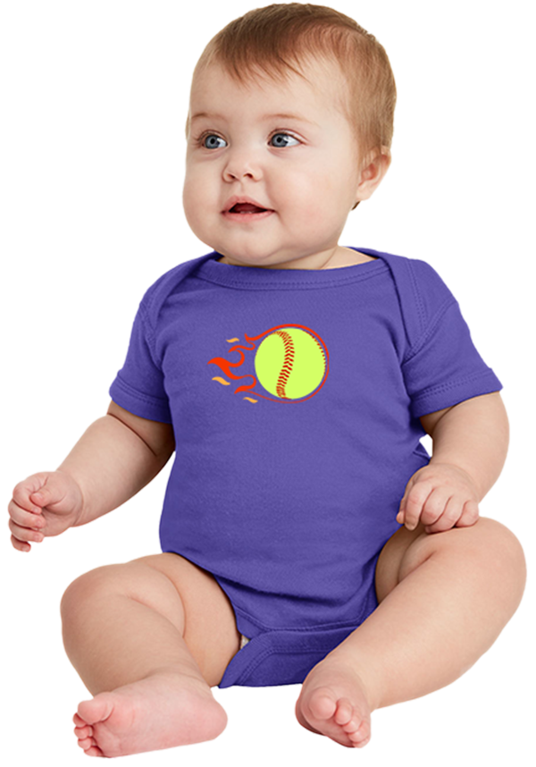 Flaming Softball Rabbit Skins Onesie - 100% Cotton