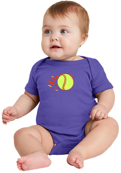 Flaming Softball Rabbit Skins Onesie - 100% Cotton