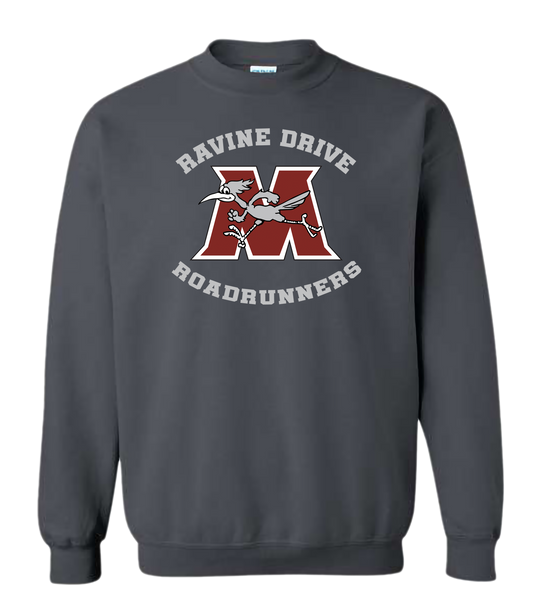 Ravine Drive Roadrunners Adult Crewneck Sweatshirt Charcoal