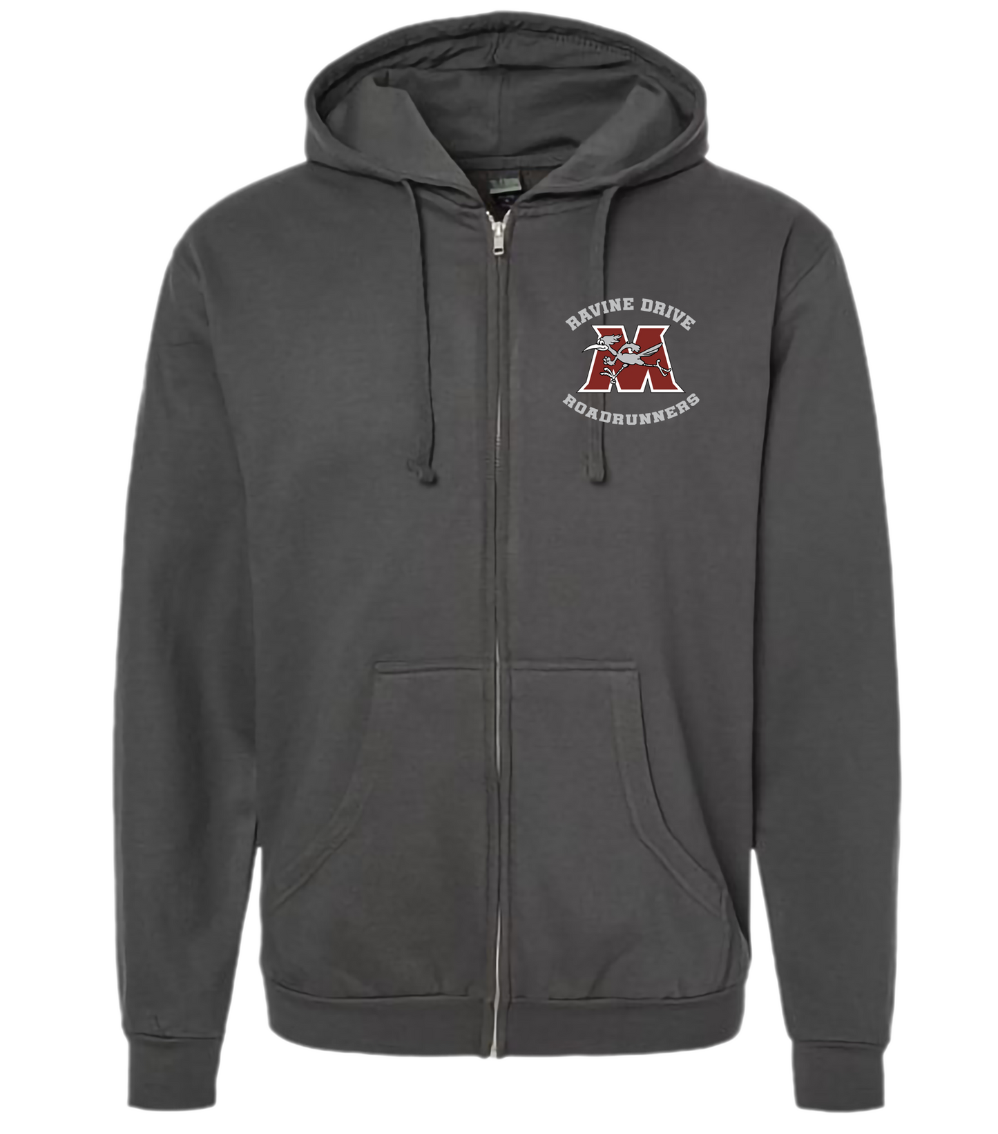 Ravine Drive Roadrunners Adult Full-Zip Sweatshirt Charcoal