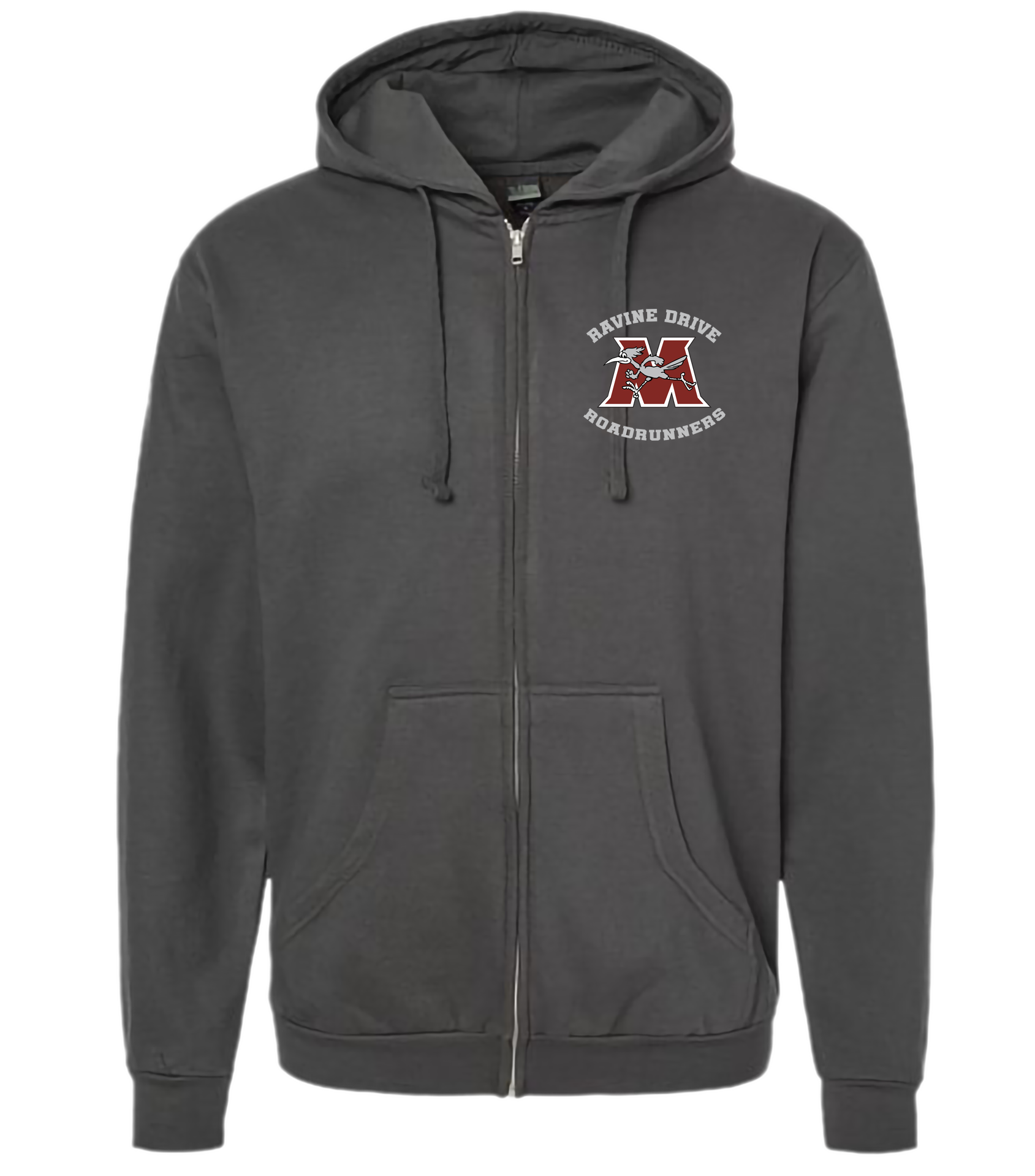 Ravine Drive Roadrunners Adult Full-Zip Sweatshirt Charcoal