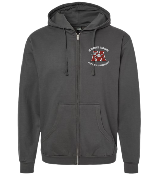 Ravine Drive Roadrunners Adult Full-Zip Sweatshirt Charcoal