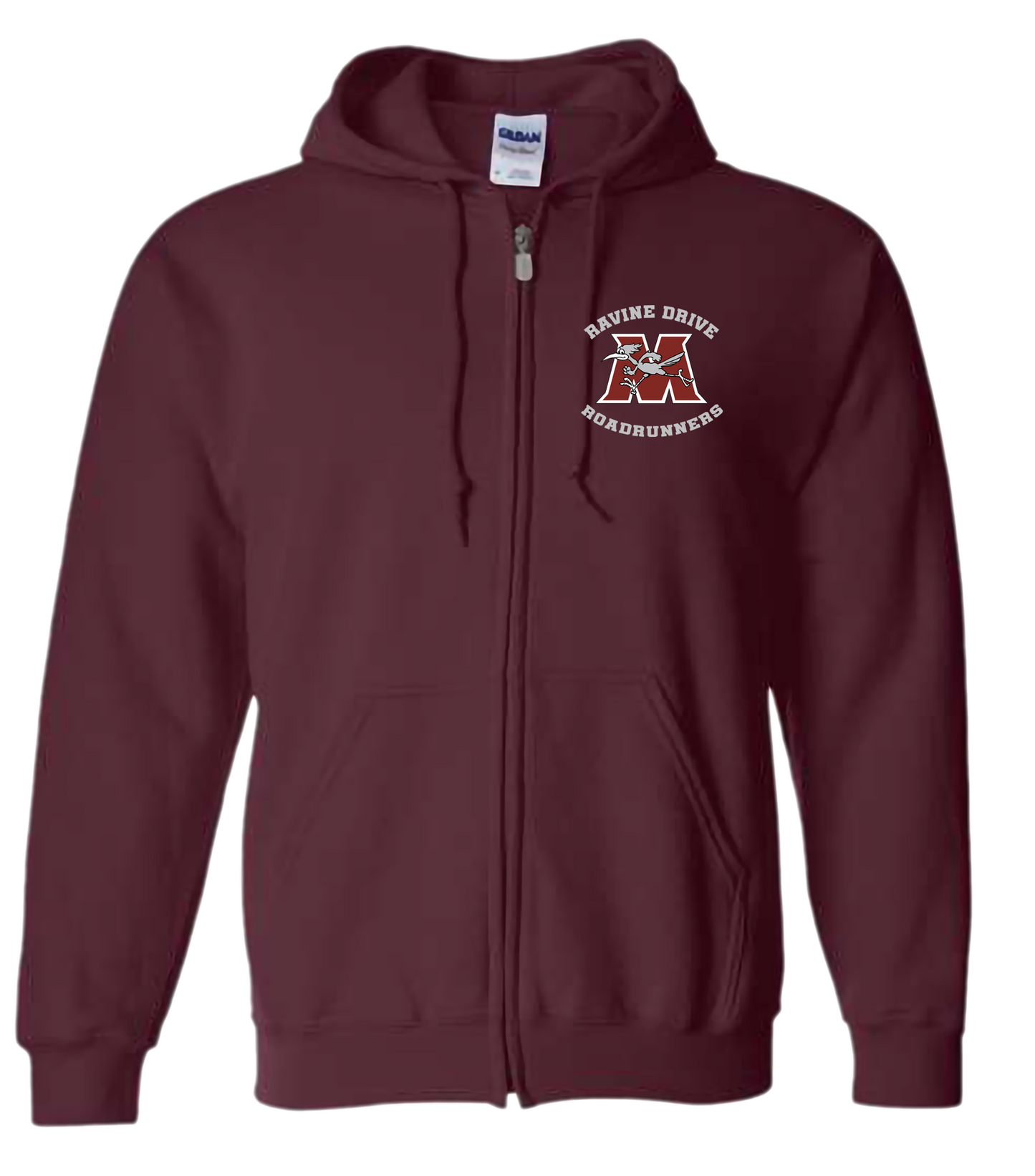 Ravine Drive Roadrunners Adult Full-Zip Sweatshirt Maroon