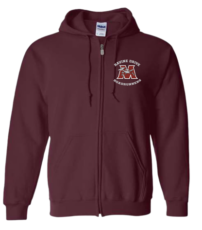 Ravine Drive Roadrunners Adult Full-Zip Sweatshirt Maroon