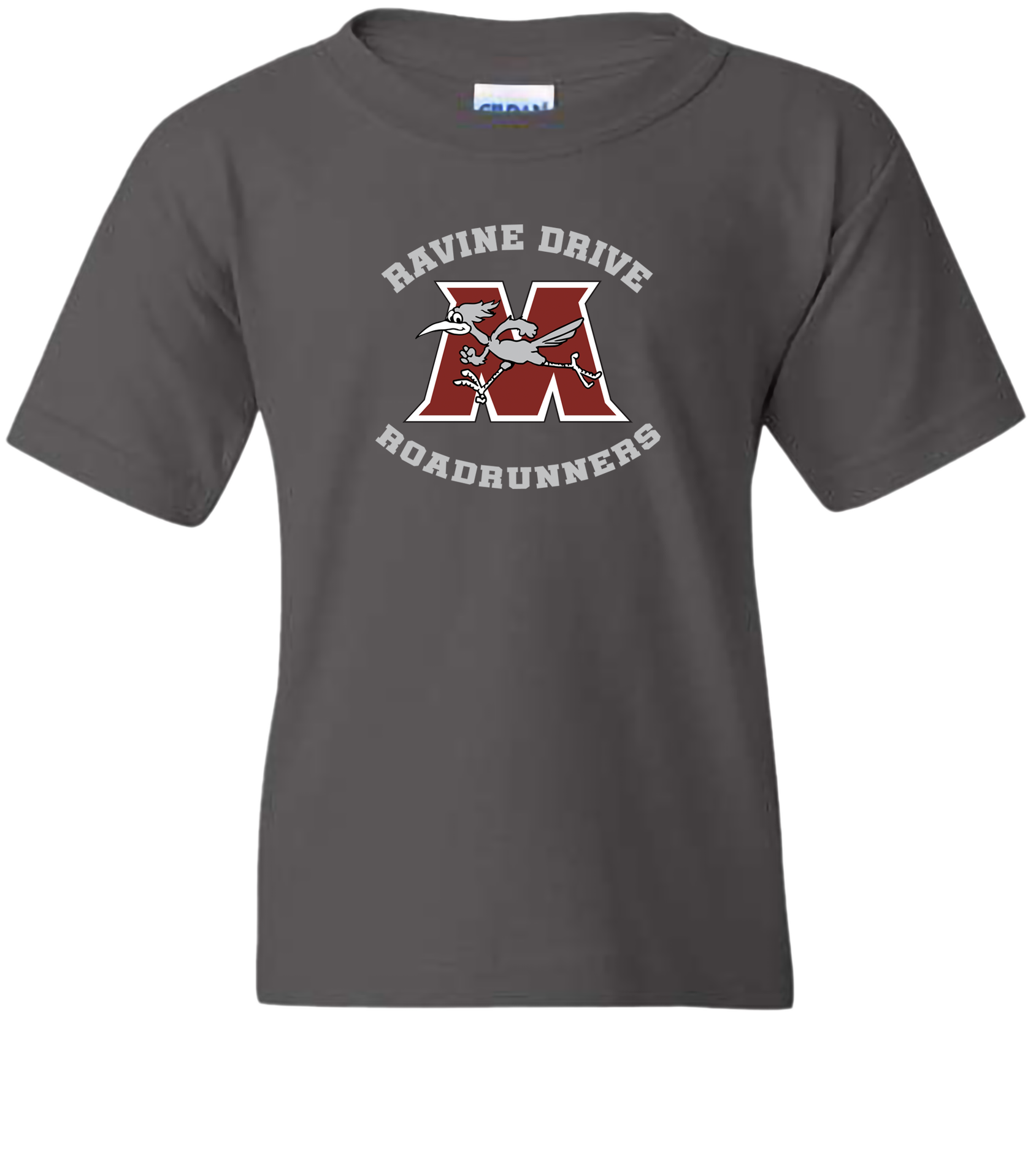 Ravine Drive Roadrunners Youth Tee Shirt Charcoal Gray